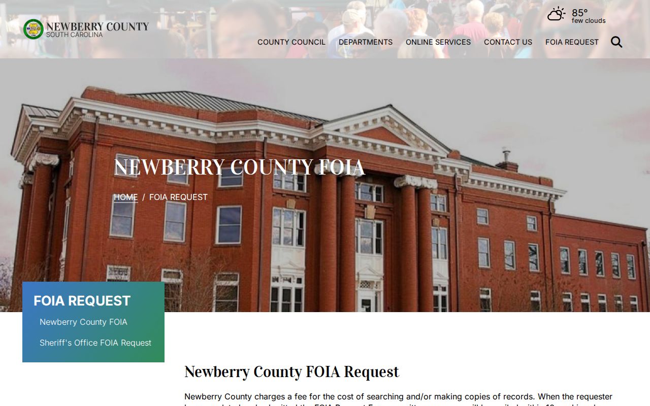 Newberry County bench warrant records: FOIA response and fee information
