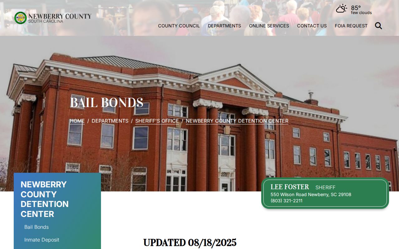 Newberry County bench warrant bond information: county bail-bond resource page