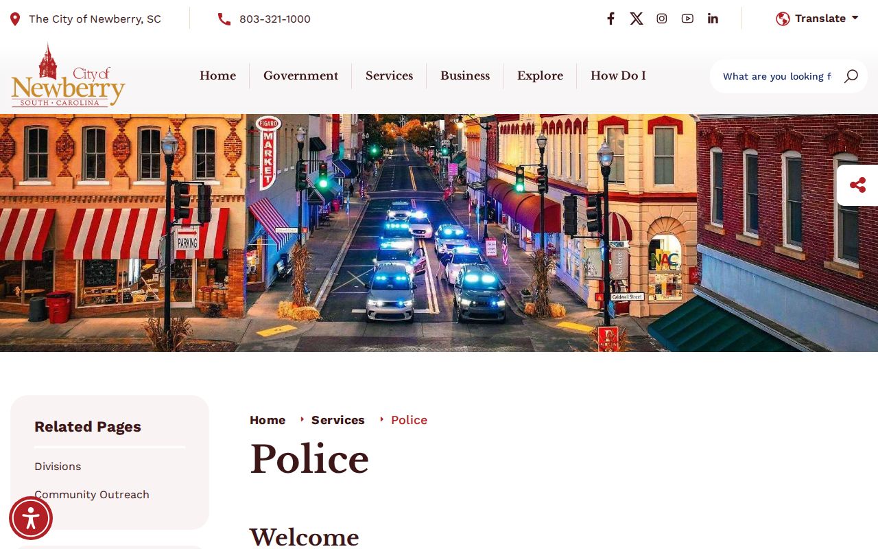 Newberry warrant records: City of Newberry Police Department contact page