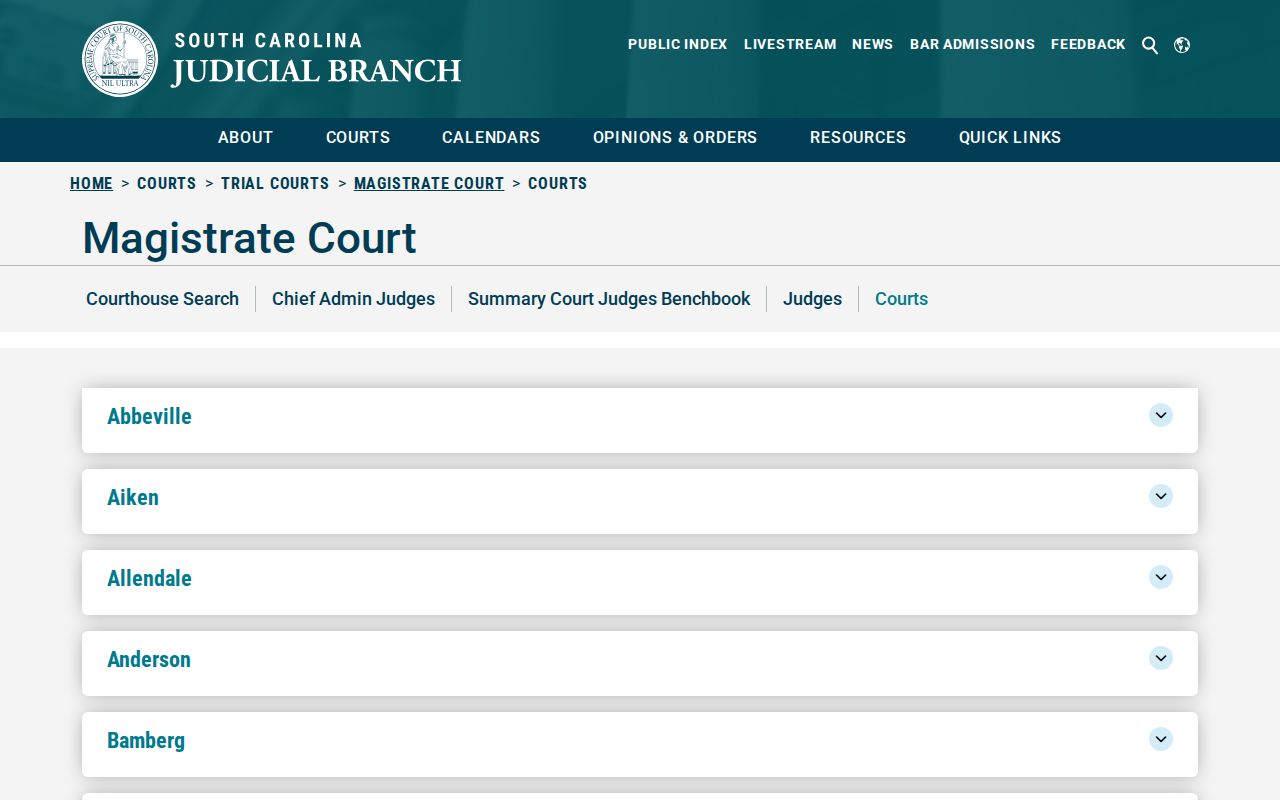 Little Mountain warrant records: official Magistrate directory contact row